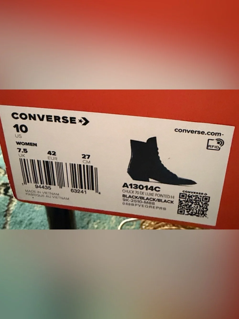 Converse Chuck 70 De Luxe leather cowboy boots in black 10.NWT